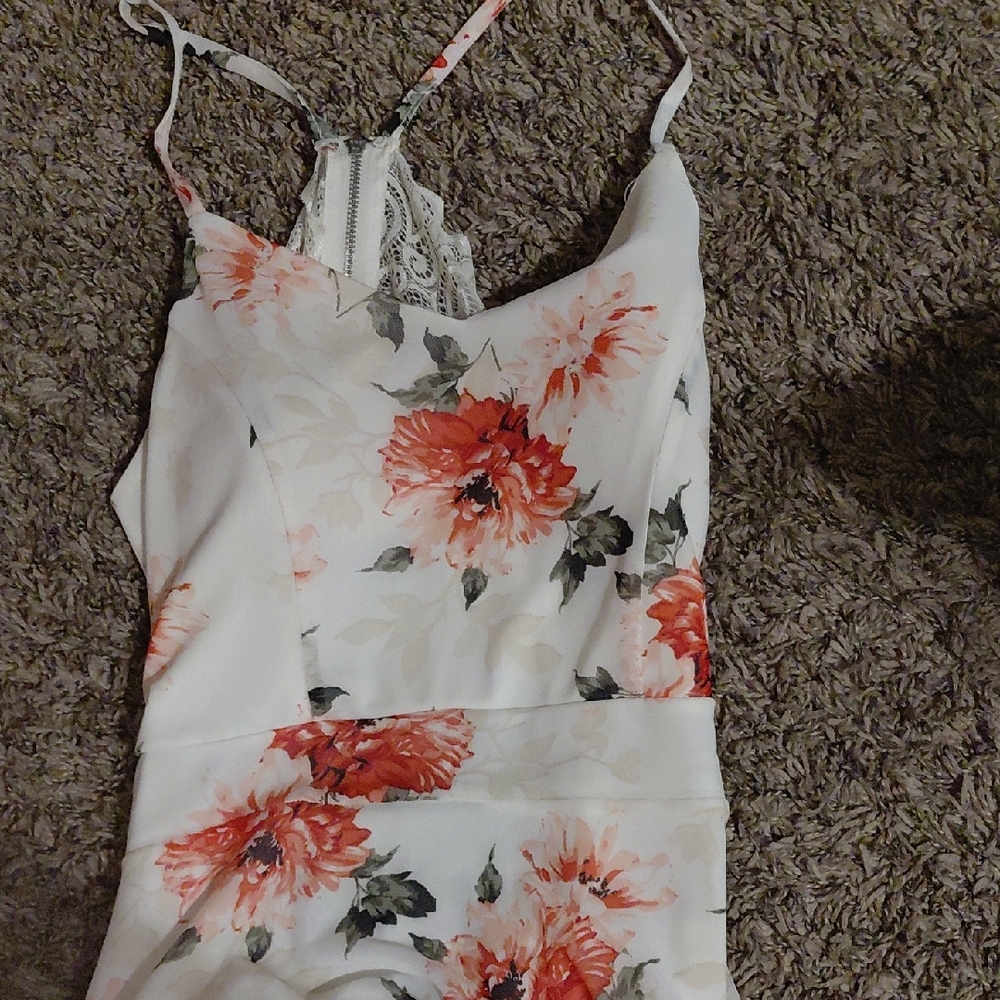 No Boundaries White Floral Backless Dress